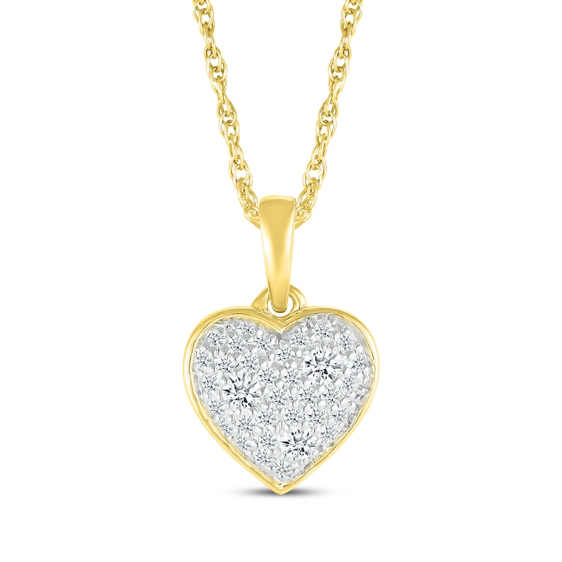 Main Image 1 of Multi-Diamond Cobblestone Heart Necklace 1/4 ct tw 10K Yellow Gold 18&quot;
