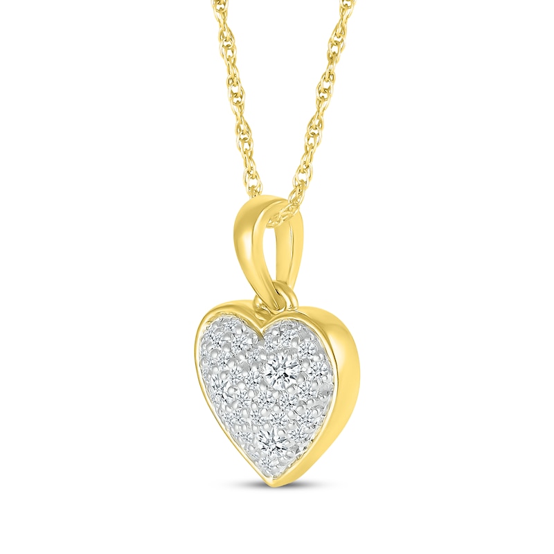Main Image 2 of Multi-Diamond Cobblestone Heart Necklace 1/4 ct tw 10K Yellow Gold 18&quot;