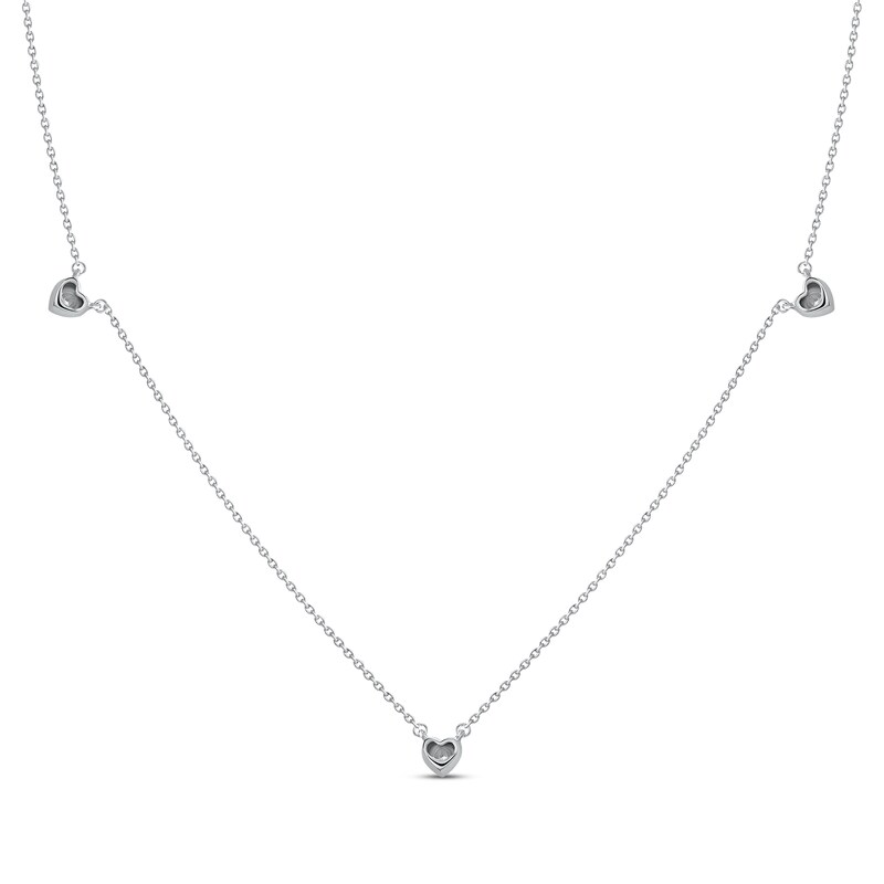 Main Image 3 of Diamond Heart Stations Necklace 1/10 ct tw 10K White Gold 18&quot;