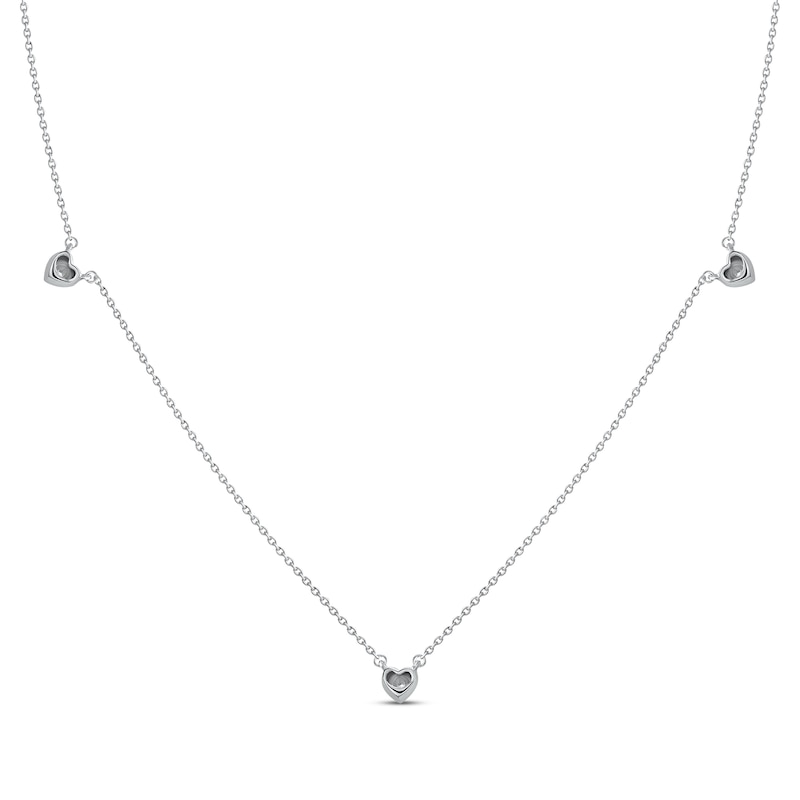 Main Image 3 of Diamond Heart Stations Necklace 1/10 ct tw Sterling Silver 18&quot;