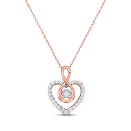 Diamond Infinity Heart Necklace 1/4 ct tw 10K Rose Gold 18"