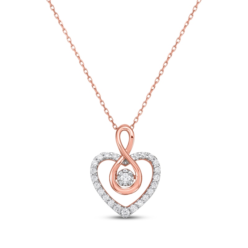 Main Image 1 of Diamond Infinity Heart Necklace 1/4 ct tw 10K Rose Gold 18&quot;