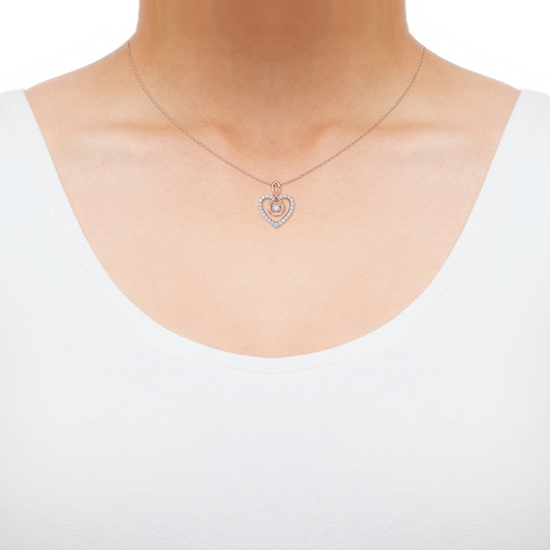 Main Image 2 of Diamond Infinity Heart Necklace 1/4 ct tw 10K Rose Gold 18&quot;