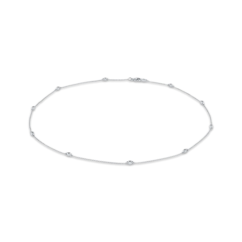 Main Image 1 of Diamond Station Necklace 1/10 ct tw Sterling Silver 18&quot;