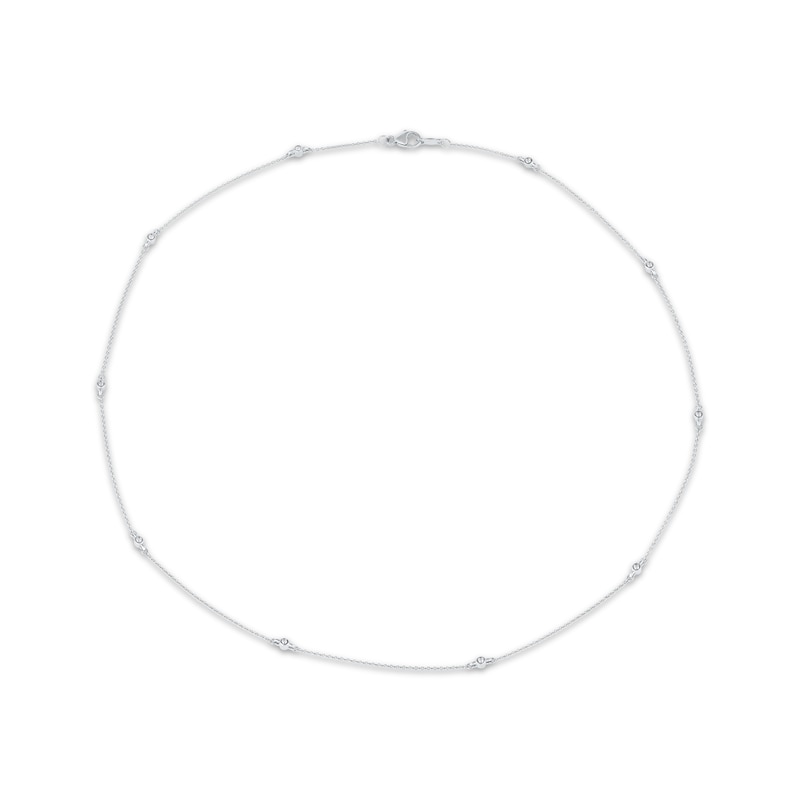 Main Image 2 of Diamond Station Necklace 1/10 ct tw Sterling Silver 18&quot;