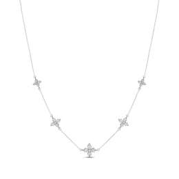 Diamond Quatrefoil Station Necklace 1-1/2 ct tw 10K White Gold 18"
