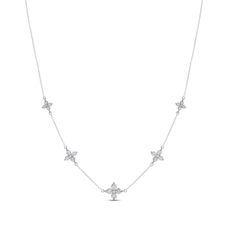 Main Image 1 of Diamond Quatrefoil Station Necklace 1-1/2 ct tw 10K White Gold 18&quot;