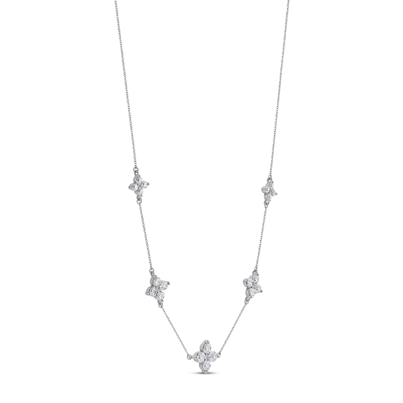 Main Image 2 of Diamond Quatrefoil Station Necklace 1-1/2 ct tw 10K White Gold 18&quot;