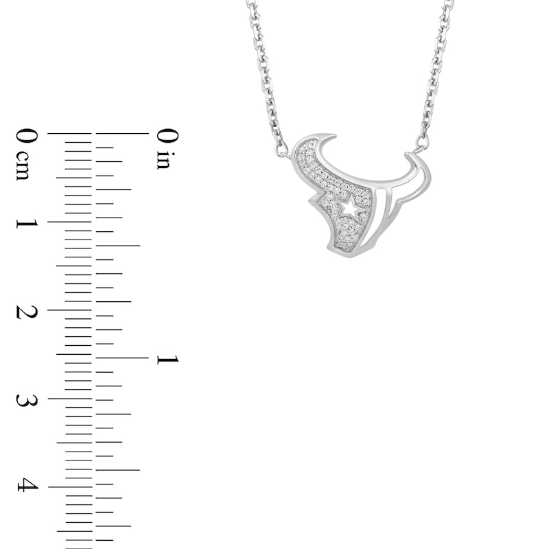 Main Image 2 of True Fans Houston Texans 1/10 CT. T.W. Diamond Logo Necklace in Sterling Silver