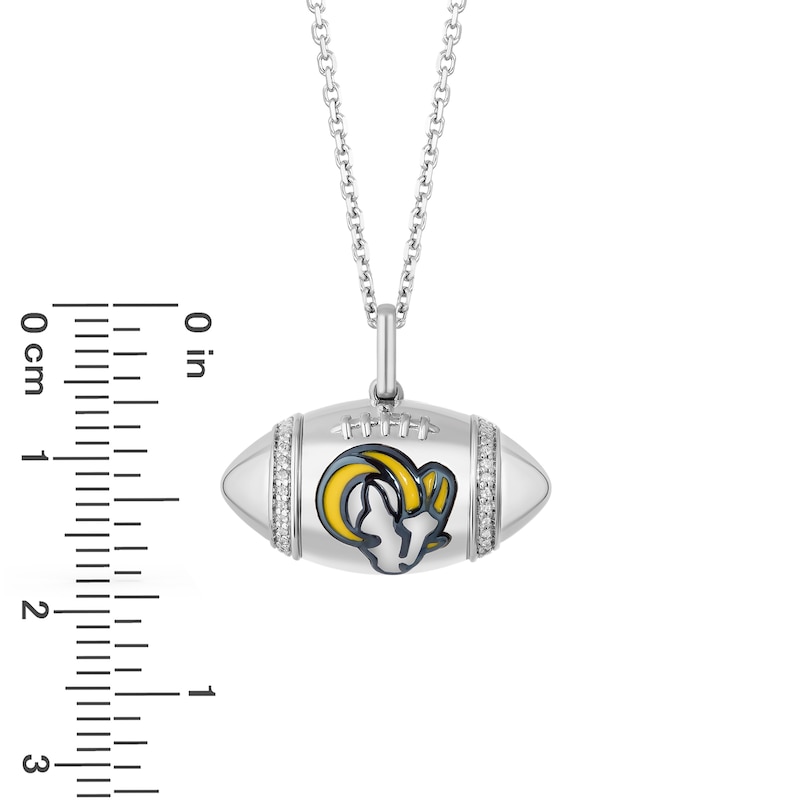 Main Image 2 of True Fans Los Angeles Rams Diamond Accent Football Necklace in Sterling Silver