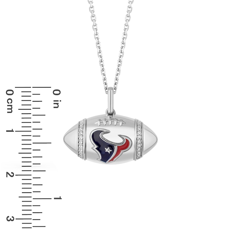 Main Image 2 of True Fans Houston Texans Diamond Accent Football Necklace in Sterling Silver