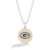 Thumbnail Image 0 of True Fans Green Bay Packers 1/10 CT. T.W. Diamond Enamel Disc Necklace in Sterling Silver and 10K Yellow Gold