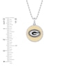 Thumbnail Image 1 of True Fans Green Bay Packers 1/10 CT. T.W. Diamond Enamel Disc Necklace in Sterling Silver and 10K Yellow Gold