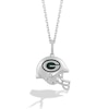 Thumbnail Image 0 of True Fans Green Bay Packers 1/20 CT. T.W. Diamond Helmet Necklace in Sterling Silver