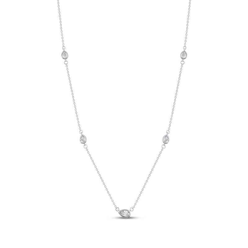 Pear-Shaped Diamond Station Necklace 1/3 ct tw 10K White Gold 18