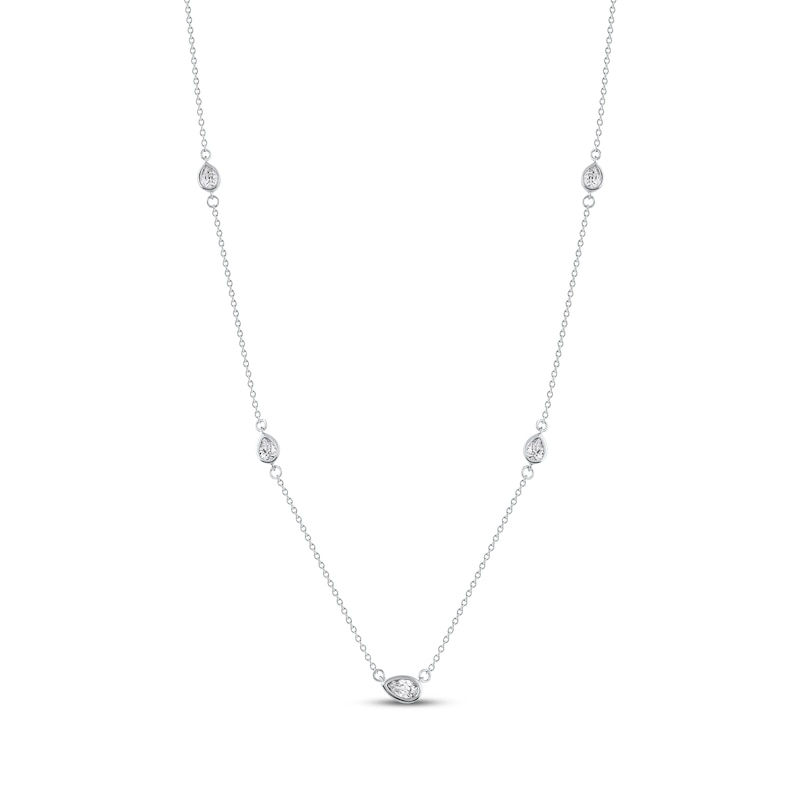 Main Image 1 of Pear-Shaped Diamond Station Necklace 1/3 ct tw 10K White Gold 18"