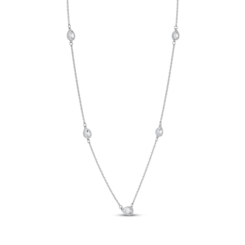 Main Image 2 of Pear-Shaped Diamond Station Necklace 1/3 ct tw 10K White Gold 18"