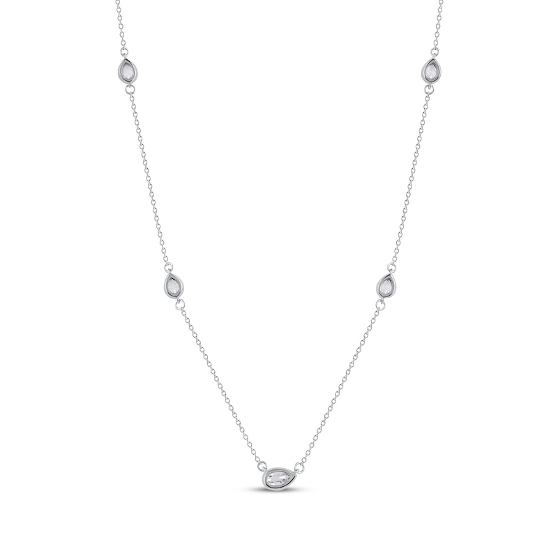 Main Image 3 of Pear-Shaped Diamond Station Necklace 1/3 ct tw 10K White Gold 18"