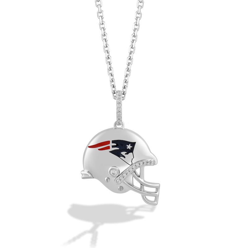 True Fans New England Patriots 1/20 CT. T.W. Diamond Helmet Necklace in Sterling Silver