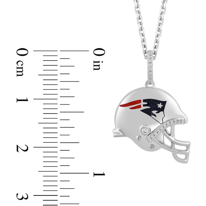 True Fans New England Patriots 1/20 CT. T.W. Diamond Helmet Necklace in Sterling Silver