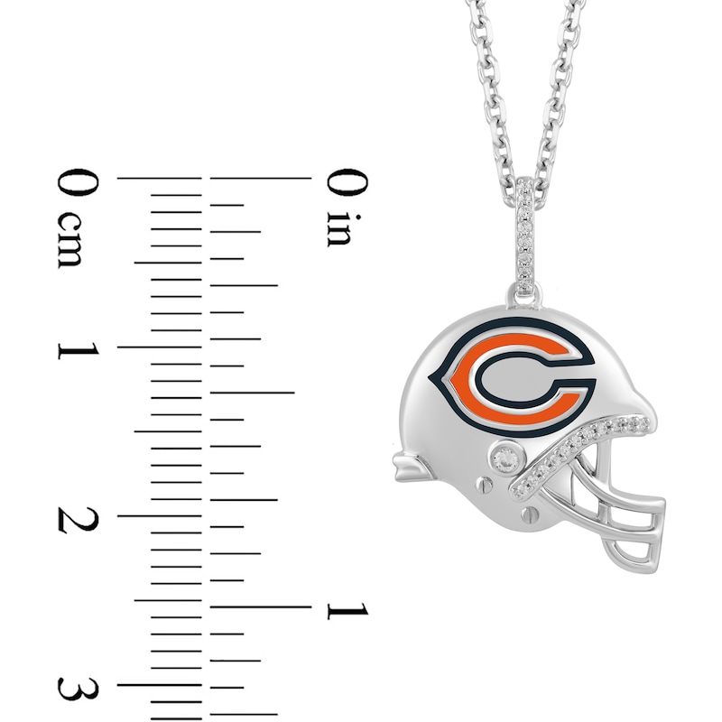 True Fans Chicago Bears 1/20 CT. T.W. Diamond Helmet Necklace in Sterling Silver