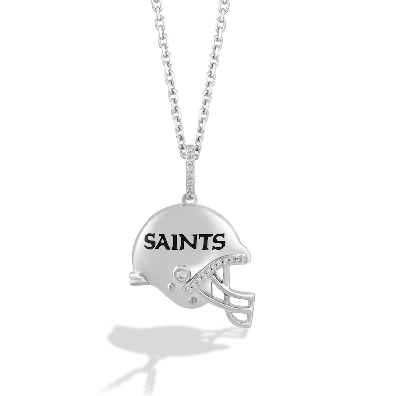 True Fans New Orleans Saints 1/20 CT. T.W. Diamond Helmet Necklace in Sterling Silver