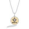 Thumbnail Image 0 of True Fans New Orleans Saints 1/10 CT. T.W. Diamond Enamel Disc Necklace in Sterling Silver and 10K Yellow Gold