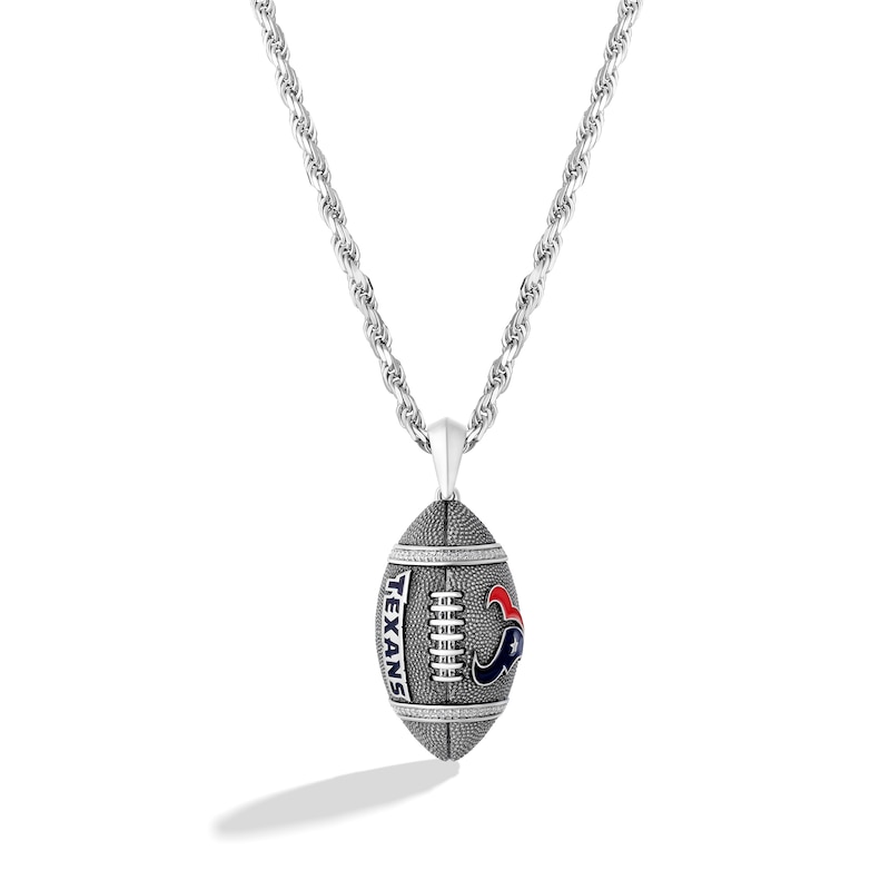 True Fans Houston Texans 1/20 CT. T.W. Diamond Vertical Football Necklace in Sterling Silver