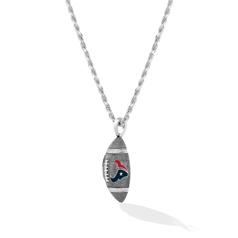 True Fans Houston Texans 1/20 CT. T.W. Diamond Vertical Football Necklace in Sterling Silver