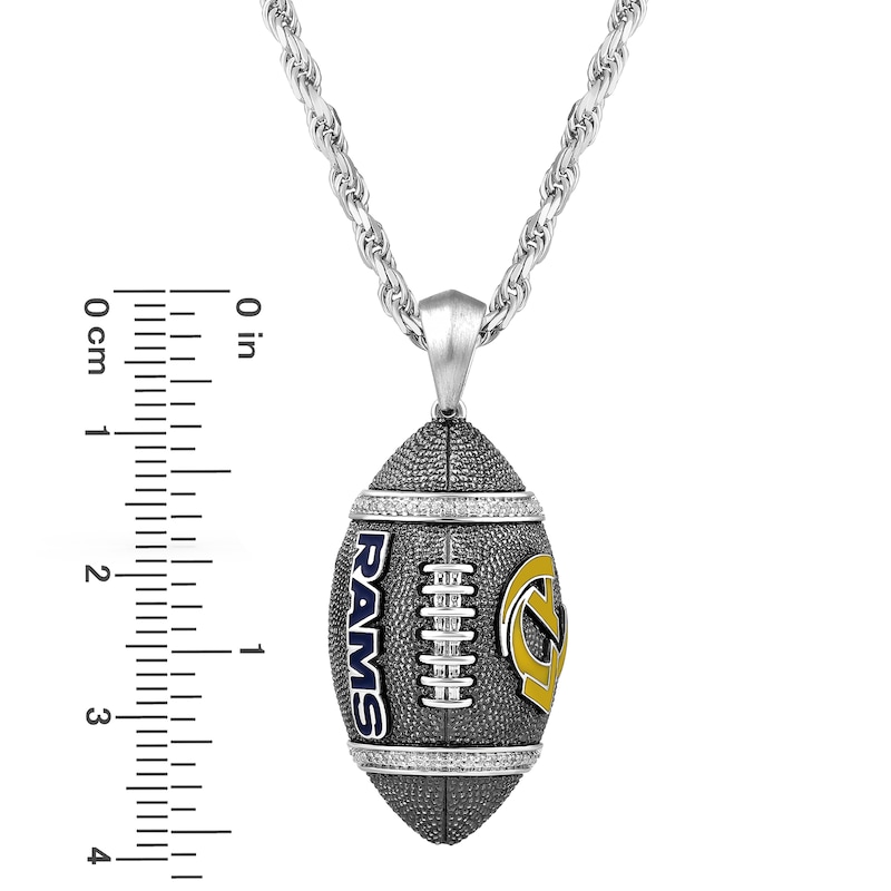 True Fans Los Angeles Rams 1/20 CT. T.W. Diamond Vertical Football Necklace in Sterling Silver