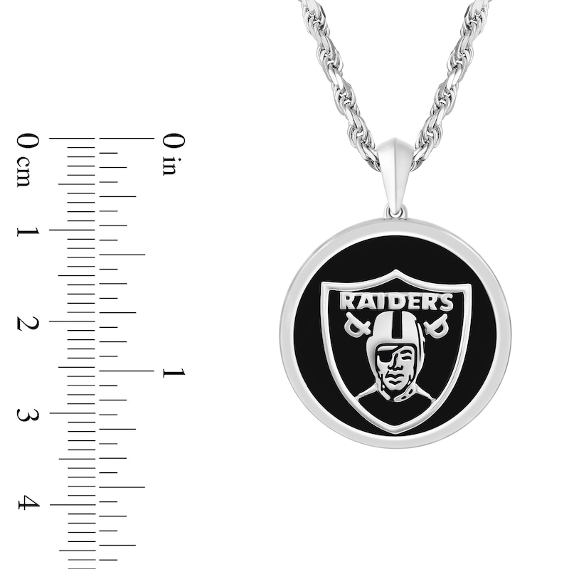 True Fans Las Vegas Raiders Onyx Disc Necklace in Sterling Silver