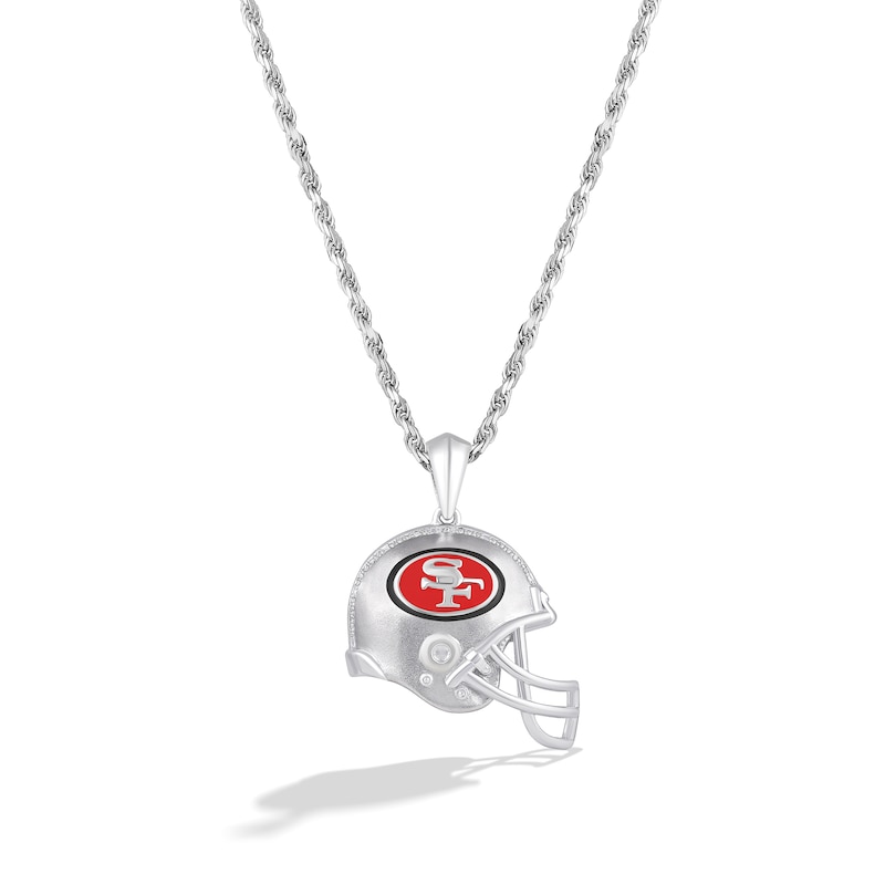 True Fans San Francisco 49ers 1/20 CT. T.W. Diamond Helmet Necklace in Sterling Silver