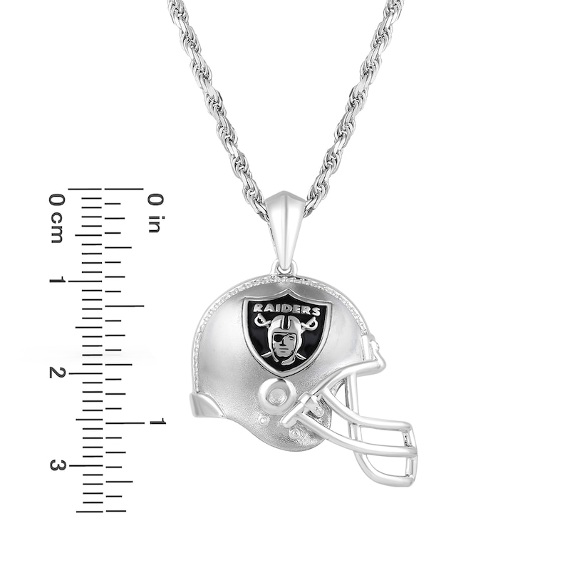 True Fans Las Vegas Raiders 1/20 CT. T.W. Diamond Helmet Necklace in Sterling Silver