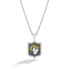 Thumbnail Image 1 of True Fans Los Angeles Rams 1/5 CT. T.W. Diamond and Enamel Reversible Shield Necklace in Sterling Silver