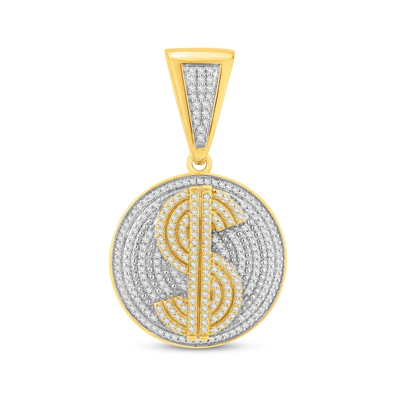 Main Image 1 of Men's Diamond Dollar Sign Circle Charm 1-1/2 ct tw 10K Yellow Gold