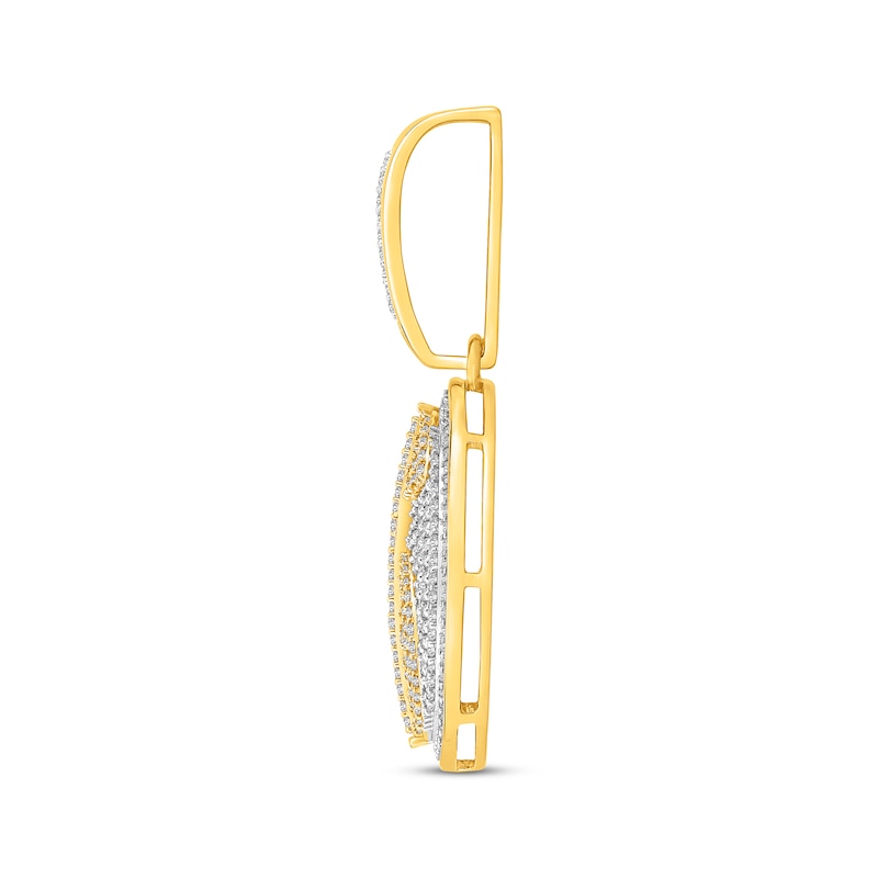 Main Image 2 of Men's Diamond Dollar Sign Circle Charm 1-1/2 ct tw 10K Yellow Gold