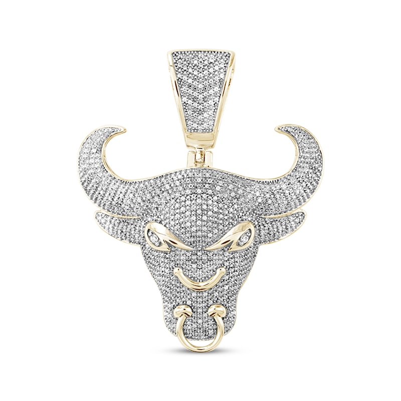 Main Image 1 of Men's Bull Head Pendant 1 ct tw 10K Yellow Gold