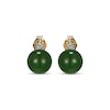 Thumbnail Image 2 of Jade Bead & Diamond Stud Earrings 14K Yellow Gold