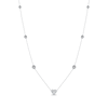 Thumbnail Image 3 of Diamond Halo Heart Center Station Necklace 1/2 ct tw Sterling Silver 18"