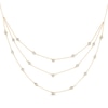 Thumbnail Image 1 of Pear-Shaped and Round-Cut Diamond Station Triple-Layer Necklace 1 ct tw 10K Yellow Gold 16&quot;