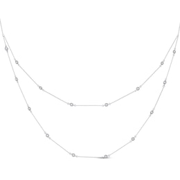 Diamond Station Layered Necklace 1 ct tw 10K White Gold 16"