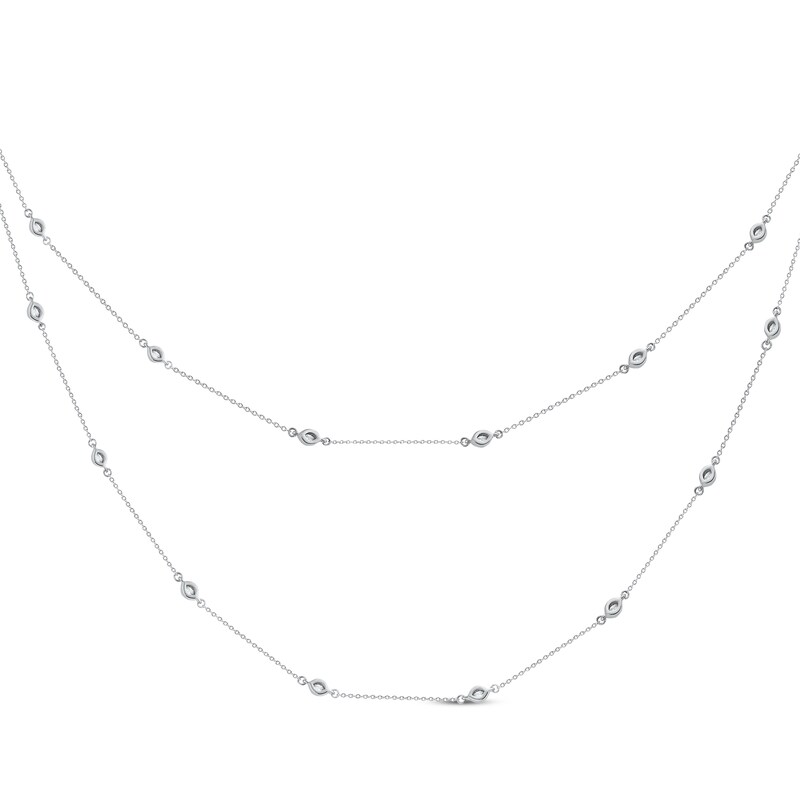 Main Image 3 of Diamond Station Layered Necklace 1 ct tw 10K White Gold 16&quot;