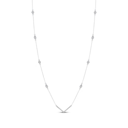 Pear-Shaped & Round-Cut Diamond Station Chevron Necklace 1/2 ct tw 10K White Gold 18"