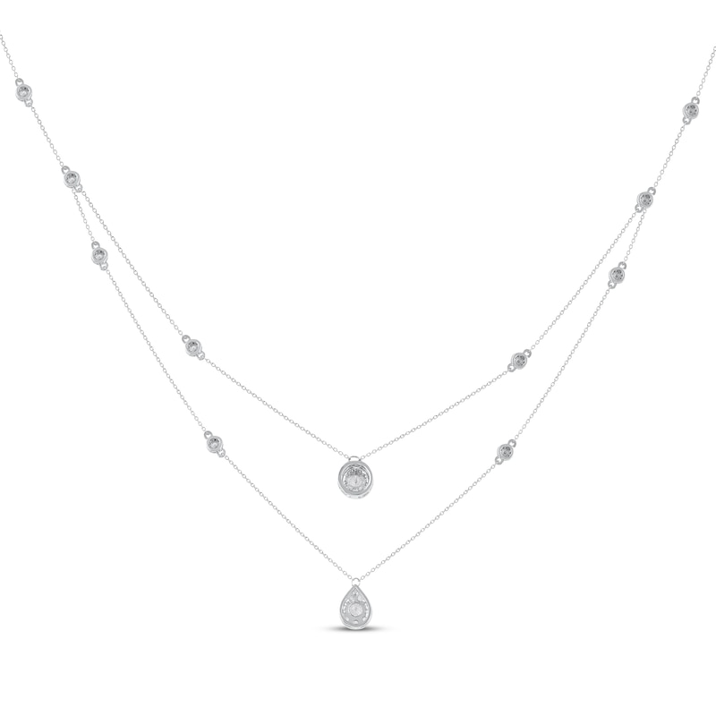 Main Image 3 of Diamond Station Layered Necklace 1 ct tw 10K White Gold 16&quot;