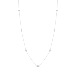 Diamond Halo Station Necklace 3/8 ct tw 10K White Gold 24"