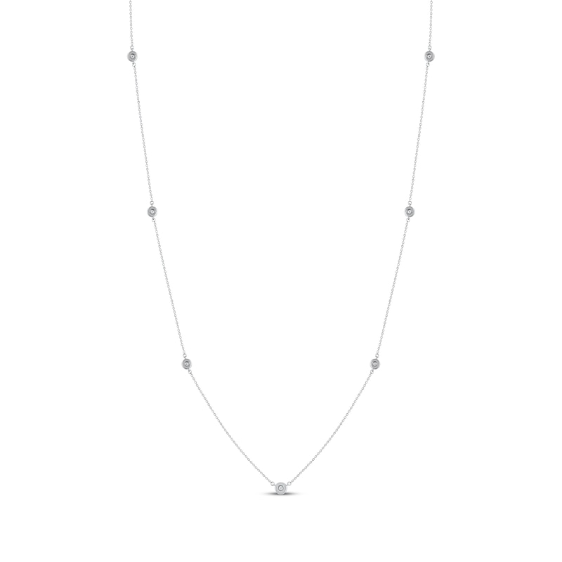 Main Image 3 of Diamond Halo Station Necklace 3/8 ct tw 10K White Gold 24"