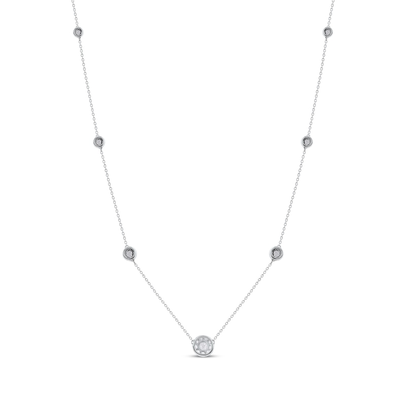 Main Image 3 of Diamond Halo Station Necklace 1/2 ct tw 10K White Gold 18&quot;