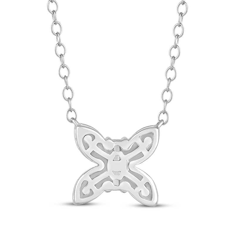 Baguette-Cut Diamond Butterfly Necklace 1/15 ct tw 10K White Gold