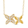 Thumbnail Image 0 of Baguette & Round-Cut Diamond Double Butterfly Necklace 1/5 ct tw 10K Yellow Gold