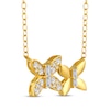 Thumbnail Image 2 of Baguette & Round-Cut Diamond Double Butterfly Necklace 1/5 ct tw 10K Yellow Gold